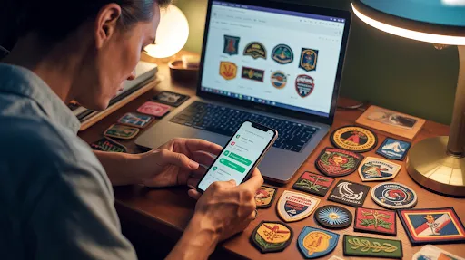 A person ordering patches from an online website.