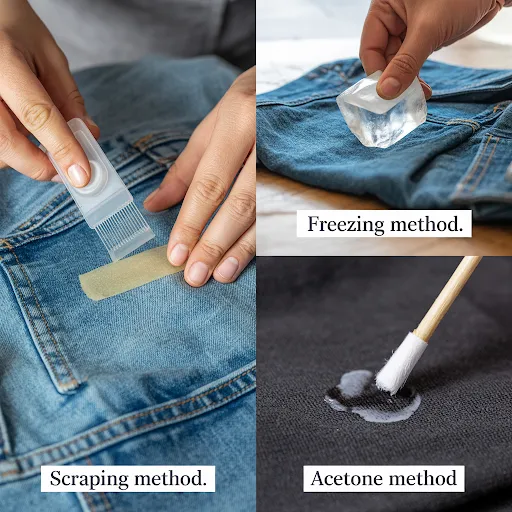 Three different methods for removing patch glue from fabric
