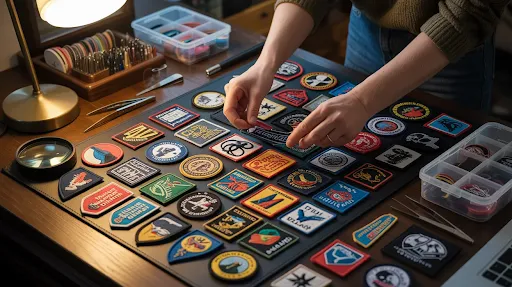 A-hobbyist-collecting-different-patches.