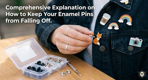 Keeping enamel pins from falling off the jacket.