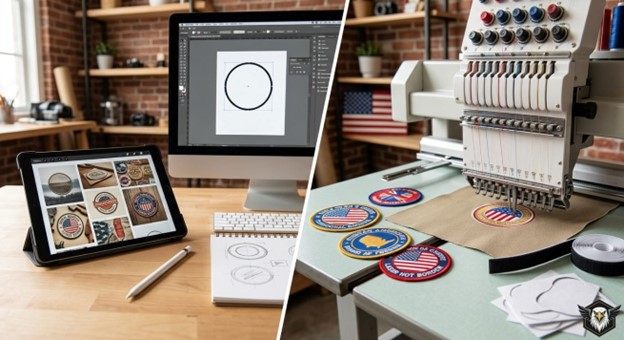 Making custom patches with personalized designs.