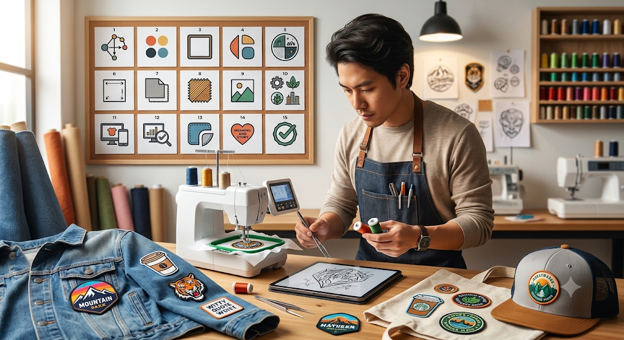 A person designing a custom patch.