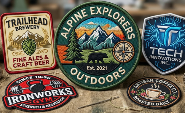 Custom patches made for various businesses' branding and promotions.